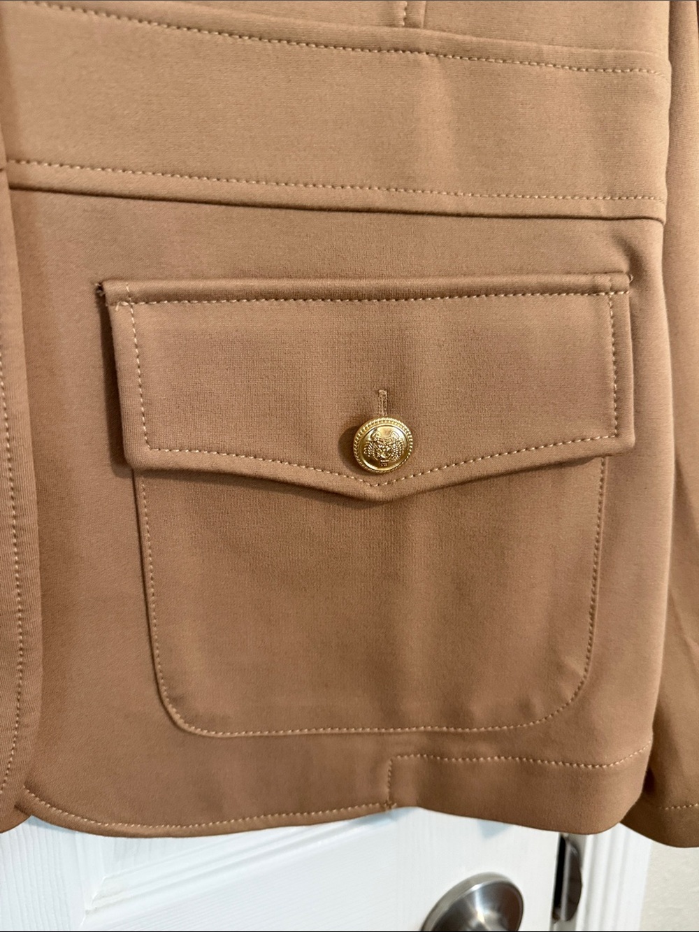 Joie Camel Brown Blazer Jersey with Gold Buttons XL - Picture 4 of 9